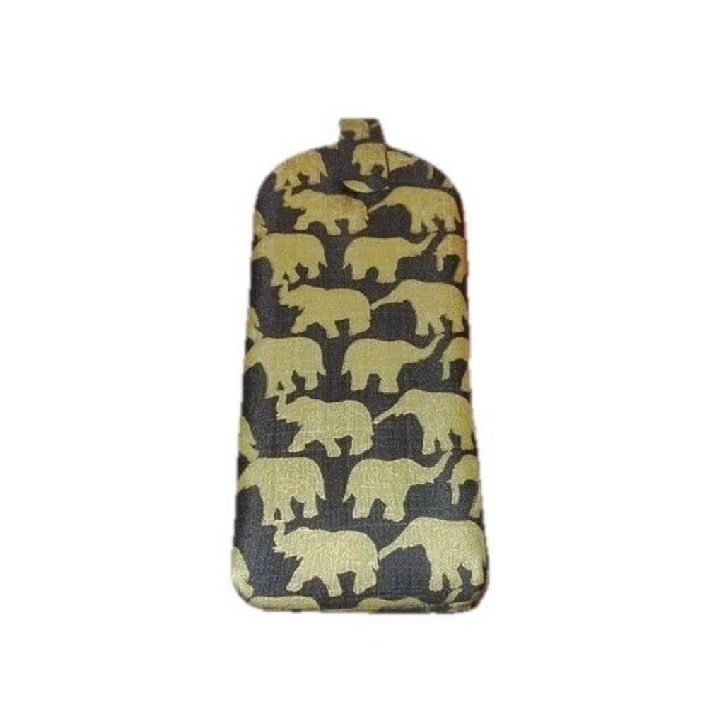 Thai Silk Padded Eyeglasses Case Expandable Travel Pouch Soft Exotic Elelphants